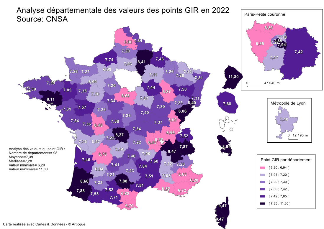 Analyse départementale des valeurs des points GIR en 2022