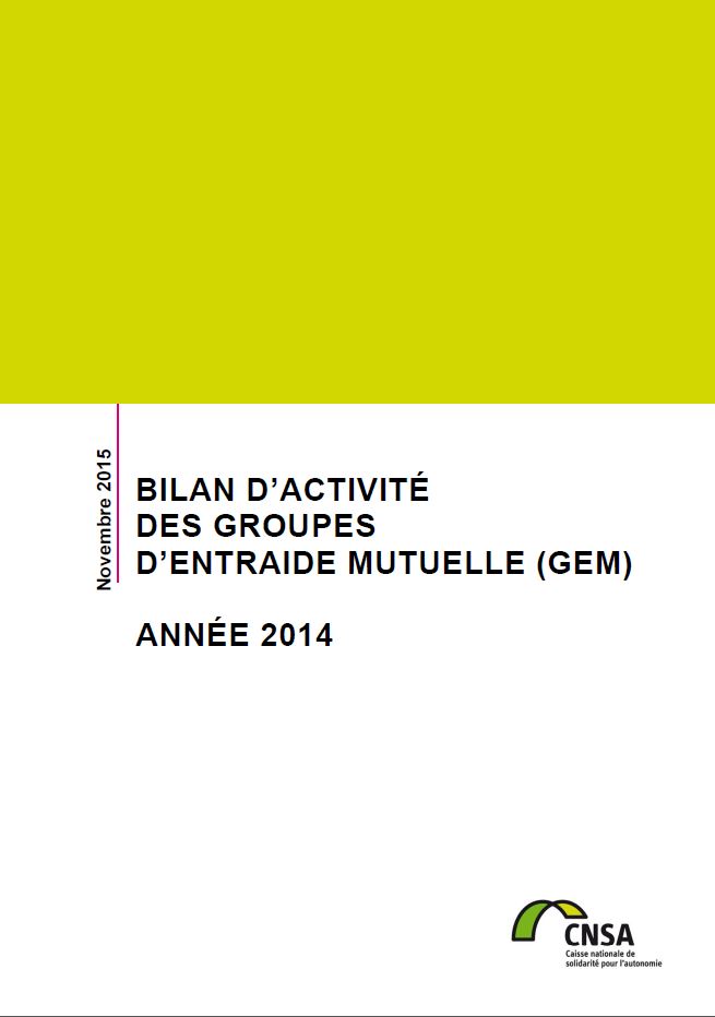 Bilan d’activité des groupes d’entraide mutuelle (GEM). Année 2014 (PDF, 1.8 Mo)
