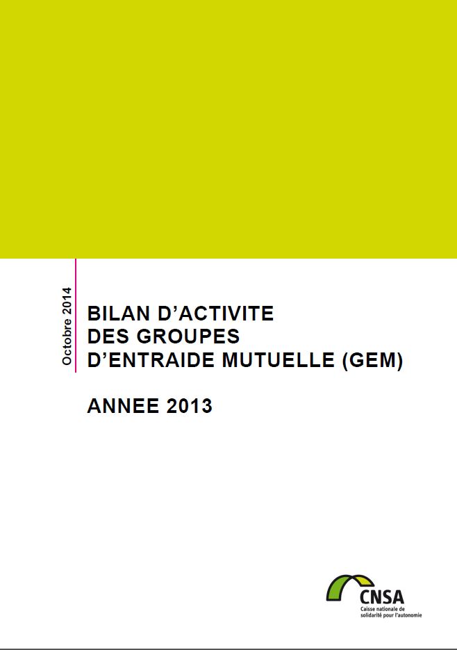  Bilan d’activité des groupes d’entraide mutuelle (GEM). Année 2013 (PDF, 2.25 Mo)