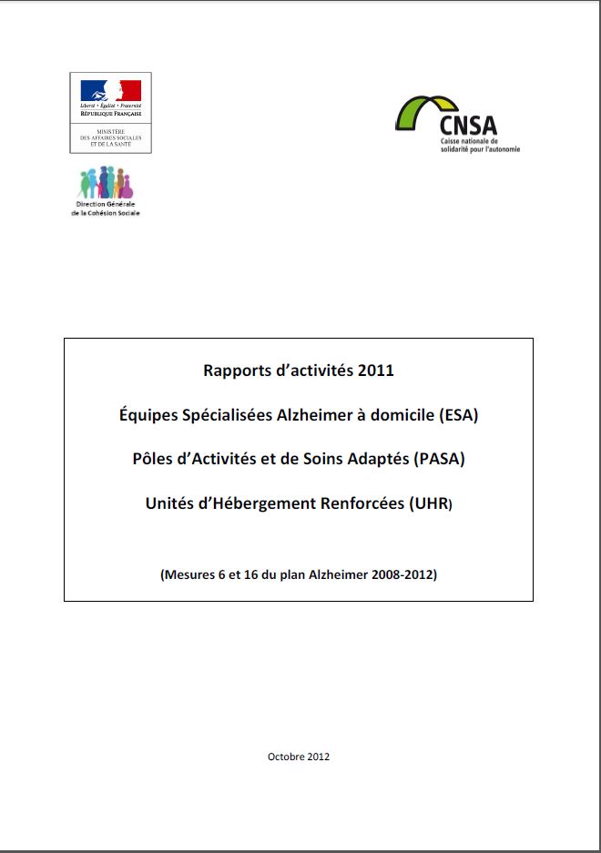 Rapport de l'activité des ESA, PASA et UHR en 2011 (PDF, 492.15 Ko)