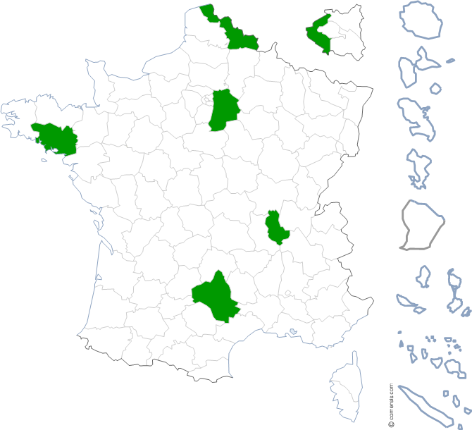 Nord, Hauts de Seine, Seine et Marne, Morbihan, Rhône, Aveyron