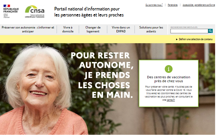 capture d'écran de l'accueil du portail pour-les-personnes-agees.gouv.fr