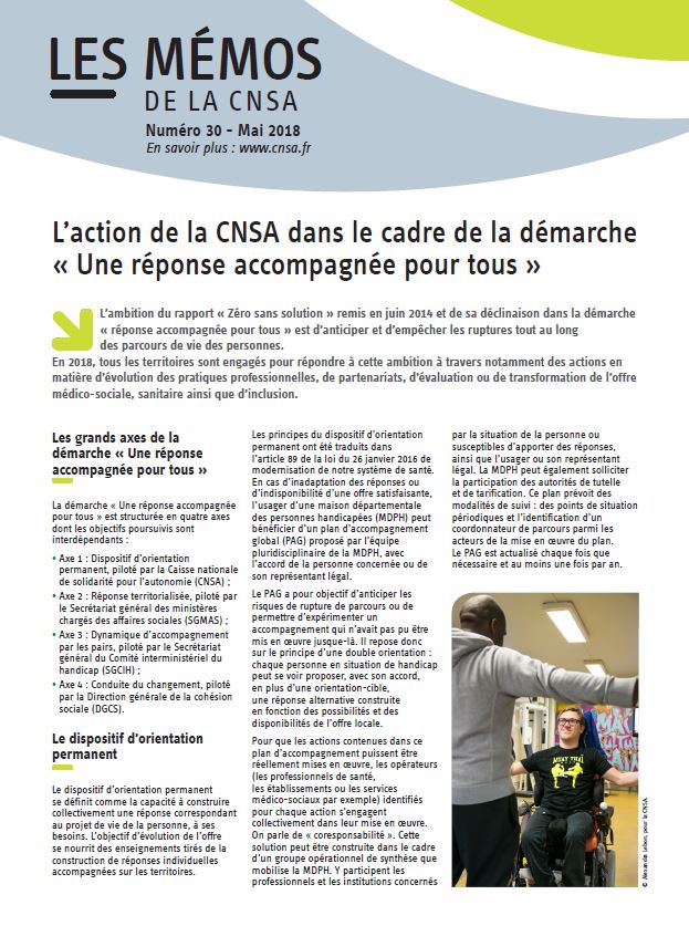 Mémo n° 30 - L’action de la CNSA dans le cadre de la démarche « Une réponse accompagnée pour tous » - mai 2018 (PDF, 306.65 Ko)