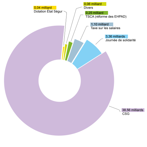 Infographie des recettes prévisionnelles 2026 de la CNSA