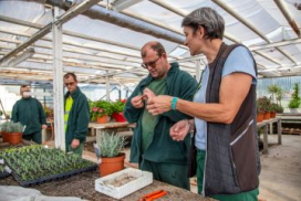 photo montrant une personne en situation de handicap travaillant dans une serre horticole