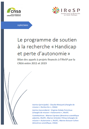 Couverture du bilan du programme Handicap et perte d'autonomie