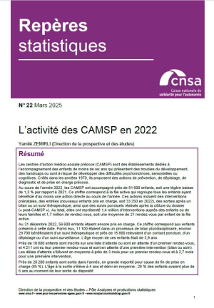 L'tcivité des CAMSP en 2022