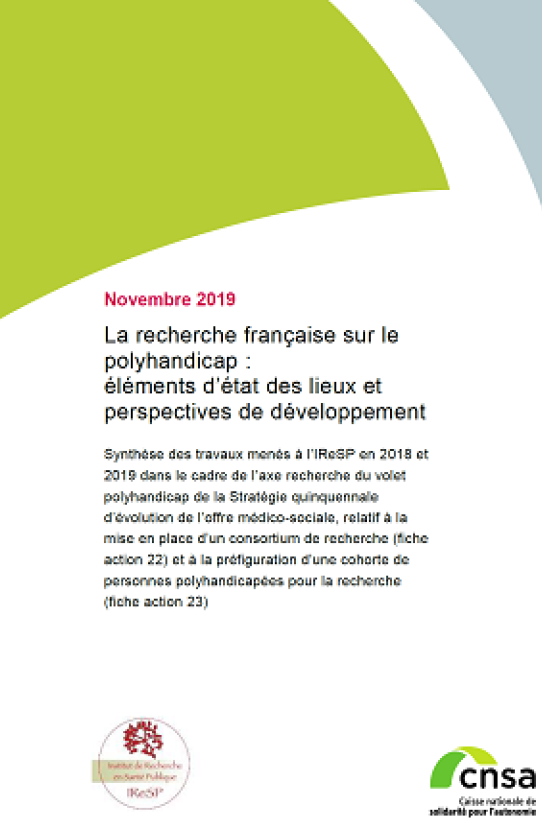 Couverture de La recherche française sur le polyhandicap: éléments d'état des lieux et  perspectives de développement