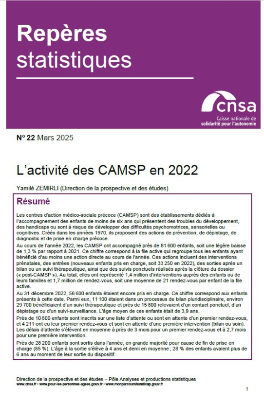 L'tcivité des CAMSP en 2022